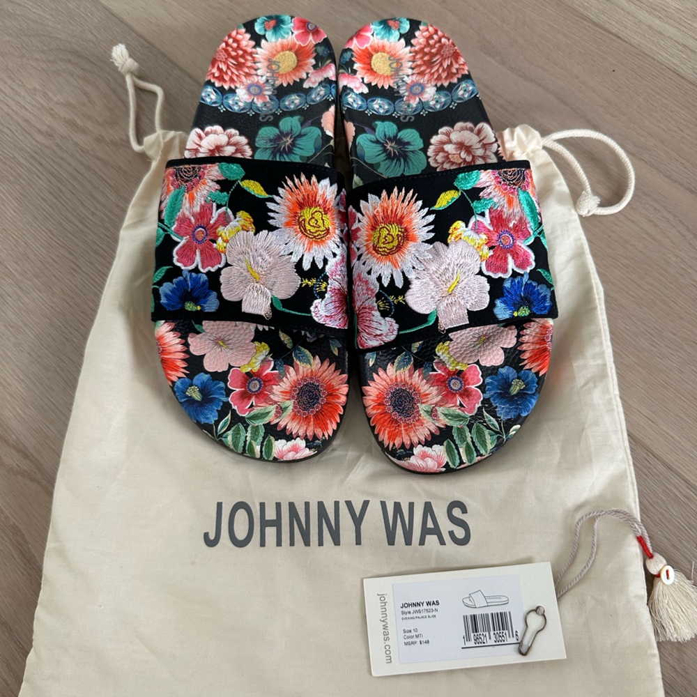 Johnny Was Evening Palace Multicolor Floral Slides